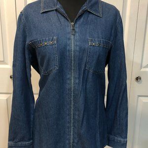 #105 Front Zip Denim Jacket/Shirt by Sag Harbor